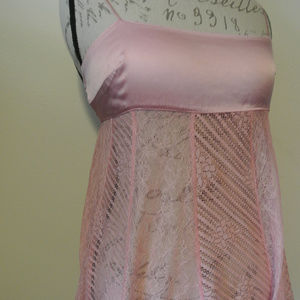 Victoria’s Secret Silk Chemise Pink Lace Mesh Sexy